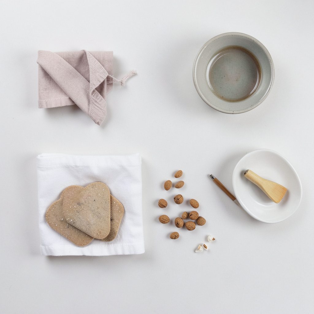 A warm, softly lit flat-lay of an open paperback romance novel resting on a textured wooden desk beside a steaming ceramic mug, with muted cream and deep burgundy tones.